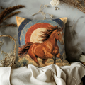Galloping Horse Sunset Pillow Cover | Western Wildlife Art | Bold Nature Decor