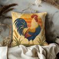 Rooster Golden Sun Pillow Cover | Classic Farmhouse Art | Bold Country Decor