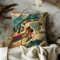Cyclists Mountain Switchback Pillow Cover | Road Cycling Art | Alpine Adventure Decor