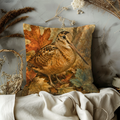 Woodcock Autumn Leaves Pillow Cover | Wildlife Woodland Art | Cozy Fall Decor