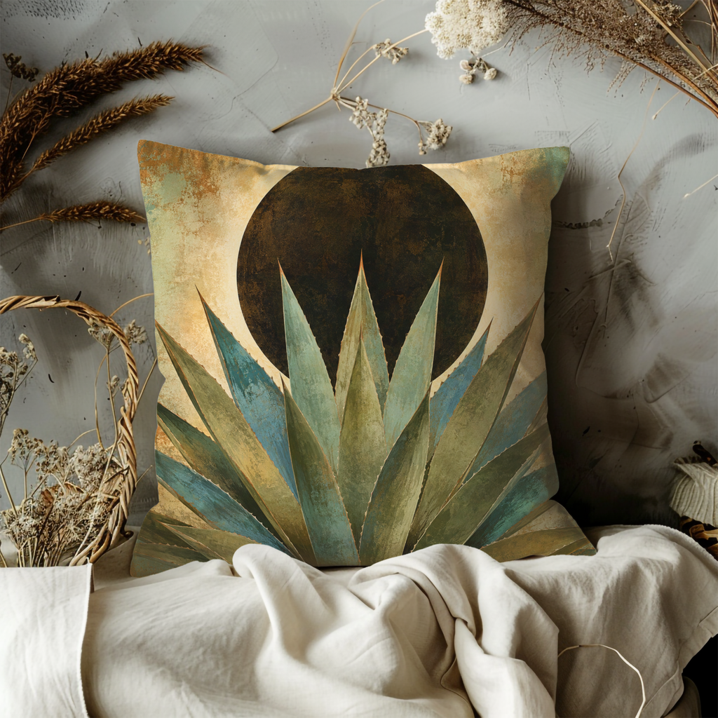 Agave Eclipse Pillow Cover | Textured Desert Botanical Art
