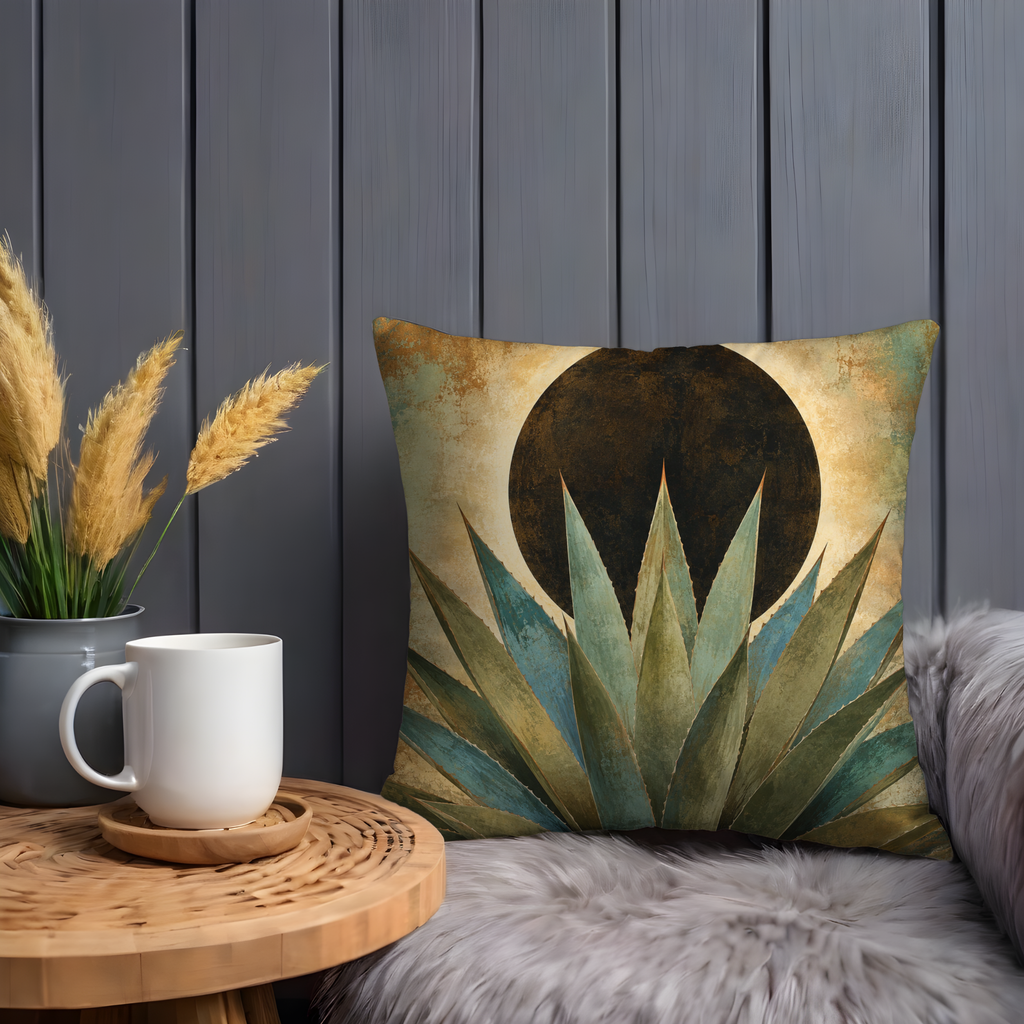 Agave Eclipse Pillow Cover | Textured Desert Botanical Art