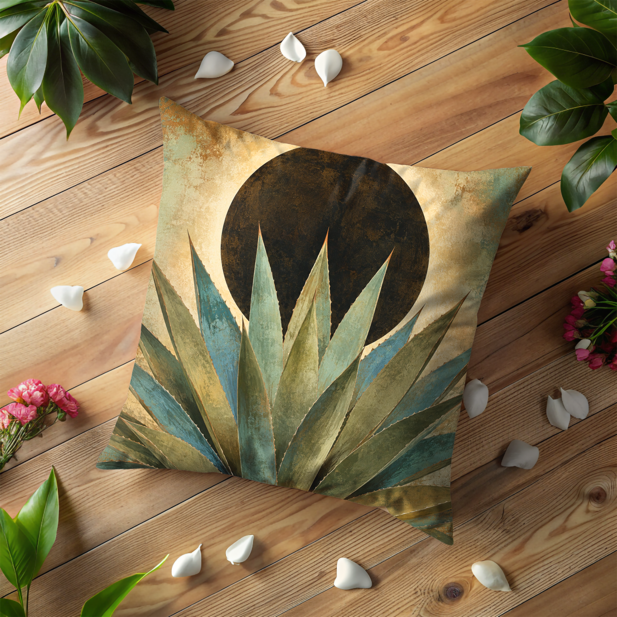 Agave Eclipse Pillow Cover | Textured Desert Botanical Art