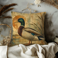 Mallard Duck Golden Sun Pillow Cover | Wildlife Wetland Art | Cozy Nature Decor