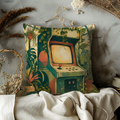 Arcade Cabinet Jungle Pillow Cover | Retro Gamer Art | Tropical Geek Decor