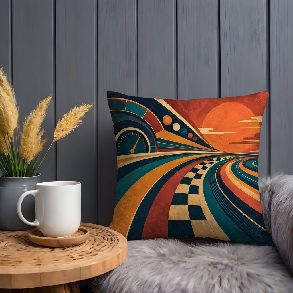 Racing Track Speedometer Pillow Cover | Retro Art Deco | Bold Speed Decor