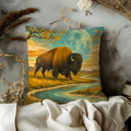 Bison River Moon Pillow Cover | Western Wildlife Art | Bold Nature Decor