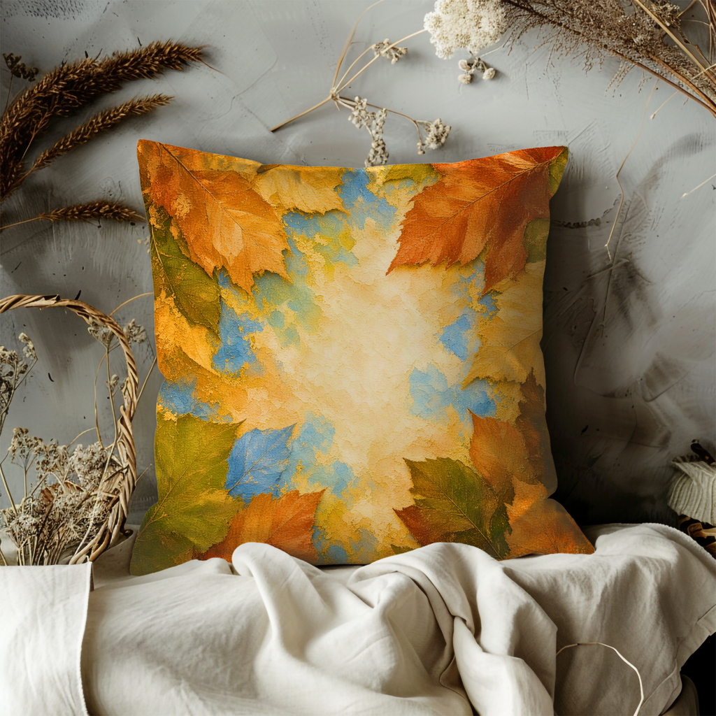 Abstract Autumn Leaves Texture Pillow Cover | Soft Fall Art | Warm Earth Tones Decor
