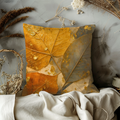 Golden Autumn Leaves Texture Pillow Cover | Soft Fall Art | Metallic Leaf Decor