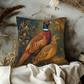 Pair of Pheasants Classic Portrait Pillow Cover | Wildlife Art | Rich Botanical Decor