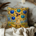 Blue Apple Witch Path Pillow Cover | Whimsical Fantasy Art | Soft Magical Garden Decor