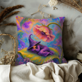 Sleeping Little Witch Poppy Leaf Pillow Cover | Whimsical Fantasy Art | Soft Dreamy Decor