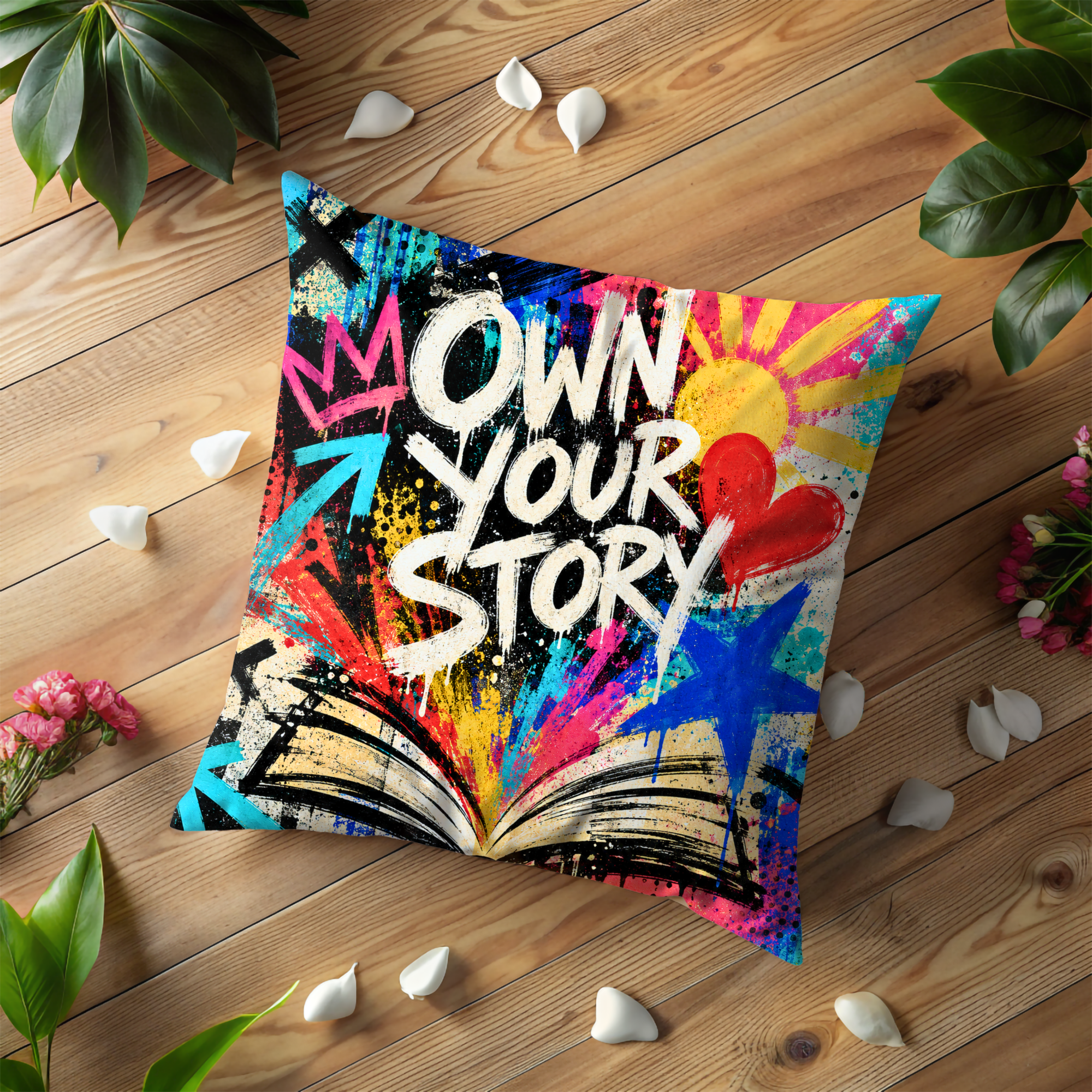 Own Your Story Pillow Cover | Bold Graffiti Art | Street Style Decor