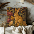 Blackberry Rabbit Pillow Cover | Textured Woodland Botanical Art