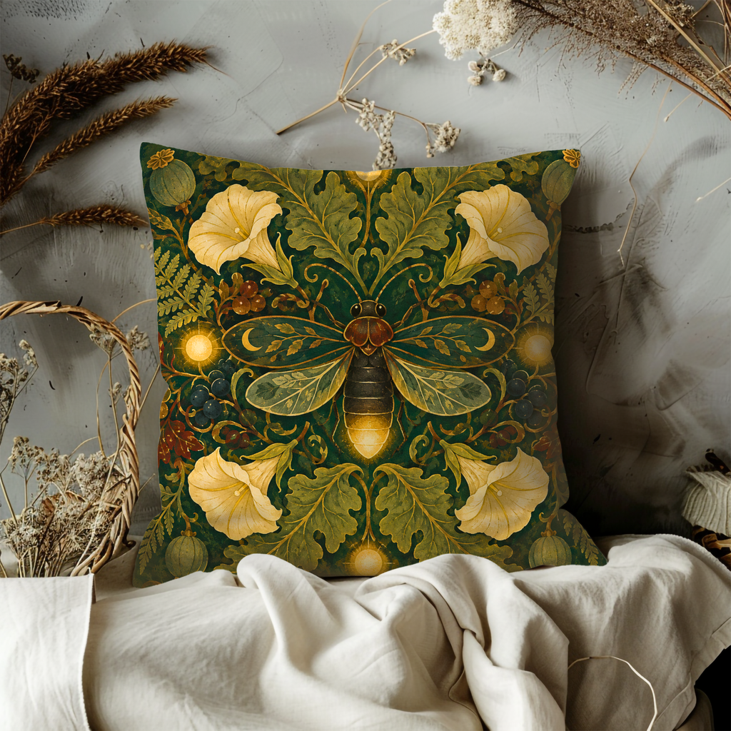 Moth and Hibiscus Pillow Cover | Textured Botanical Art