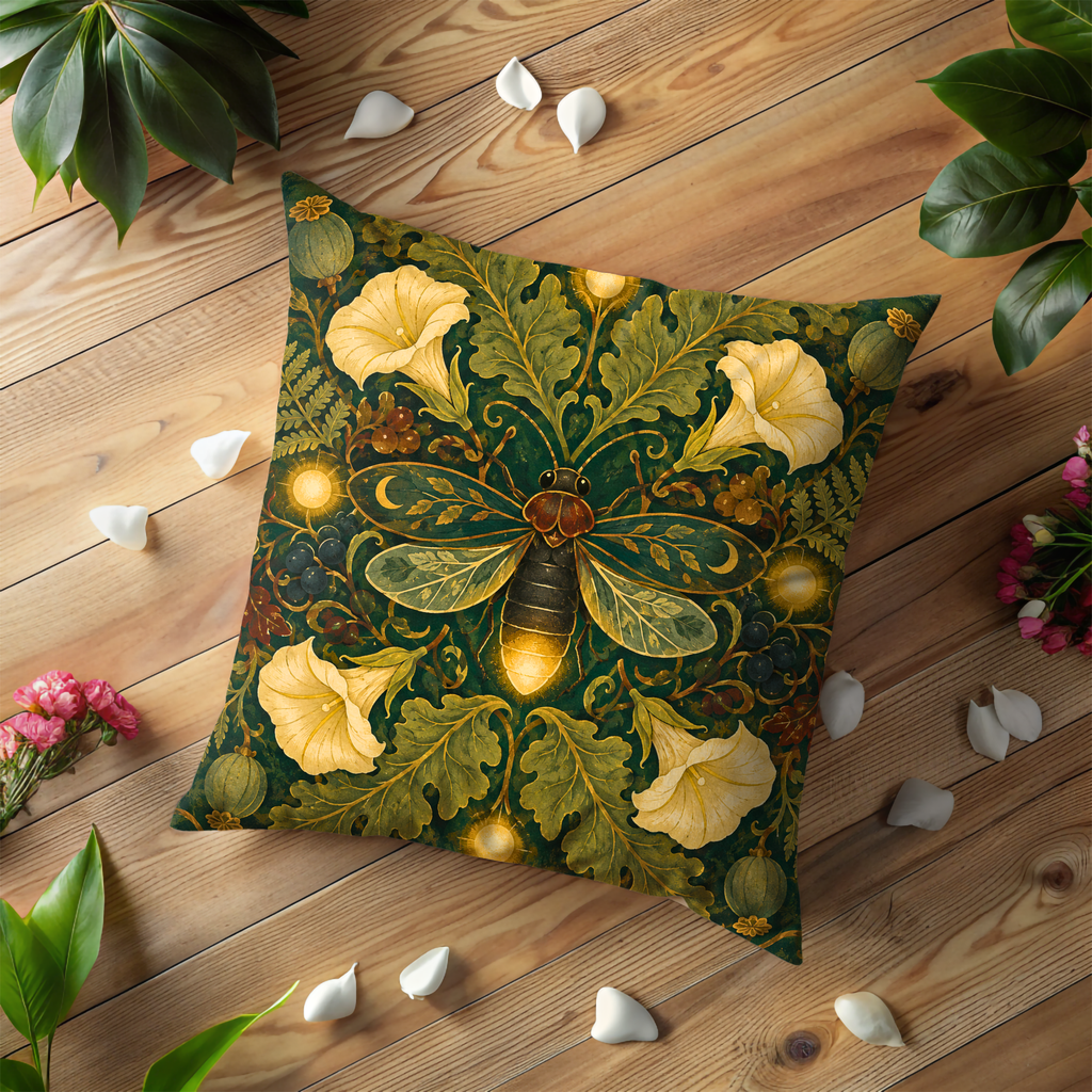 Moth and Hibiscus Pillow Cover | Textured Botanical Art