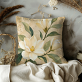 White Magnolia Pillow Cover | Textured Botanical Art