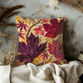 Deep Purple Maple Autumn Leaves Pillow Cover | Rich Fall Art | Vibrant Botanical Decor