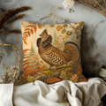 Ruffed Grouse Autumn Forest Ferns Pillow Cover | Classic Wildlife Art | Woodland Nature Decor