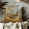 Ruffed Grouse Birch Forest Autumn Pillow Cover | Classic Wildlife Art | Soft Woodland Decor