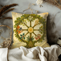 Celtic Tree of Life Wheel of the Year Pillow Cover | Pagan Seasonal Art | Sacred Oak Decor