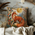 Red Fox Golden Moon Holly Forest Pillow Cover | Pagan Winter Art | Celtic Fox Decor