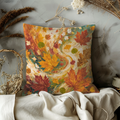 Swirling Autumn Maple Leaves Abstract Pillow Cover | Dynamic Fall Art | Vibrant Botanical Decor