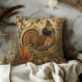 Ruffed Grouse Autumn Forest Ferns Pillow Cover | Classic Wildlife Art | Woodland Nature Decor