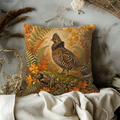 Woodland Bird Pillow Cover | Autumn Fern and Birch Nature Decor