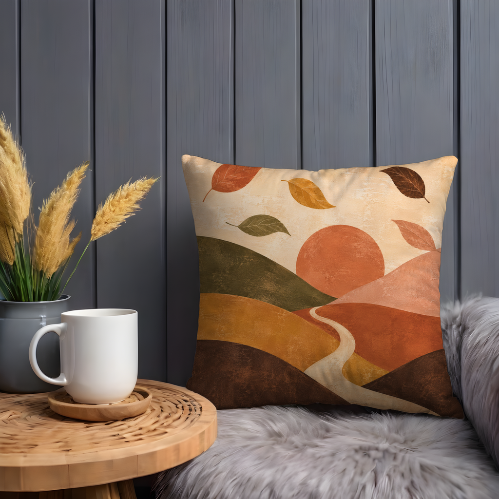 Autumn Hills Pillow Cover | Textured Landscape Art