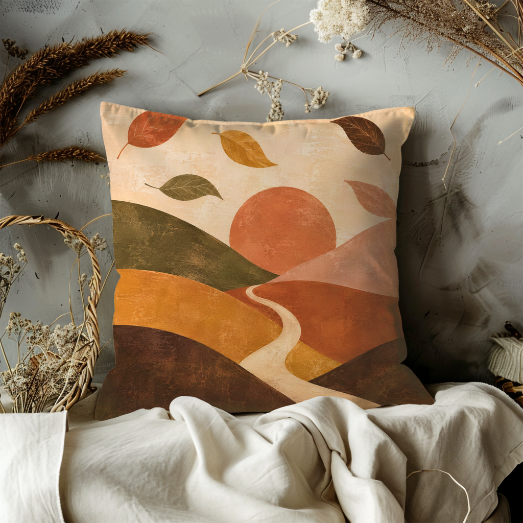 Autumn Hills Pillow Cover | Textured Landscape Art