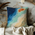 Abstract Coastal Waves Pillow Cover | Minimalist Seascape Art | Soft Blue Decor