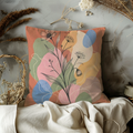 Wildflower Line Art Abstract Pillow Cover | Modern Botanical Art | Soft Geometric Decor