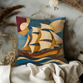 Geometric Sailboat Pillow Cover | Abstract Nautical Art | Earthy Boho Decor