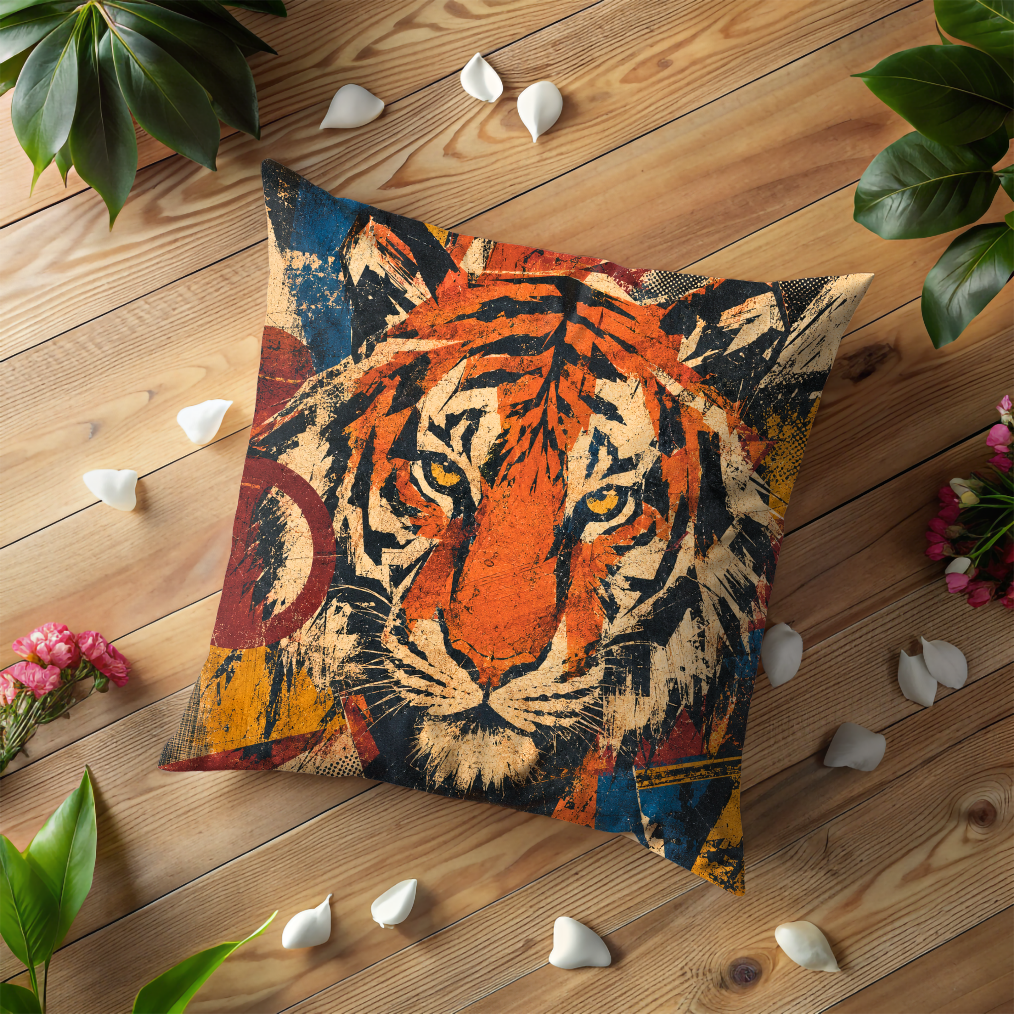 Tiger Portrait Pillow Cover | Majestic Wildlife Art | Bold Nature Decor