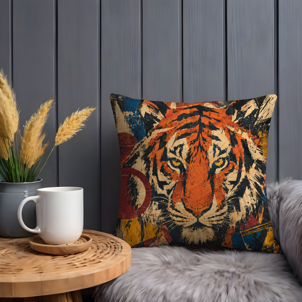 Tiger Portrait Pillow Cover | Majestic Wildlife Art | Bold Nature Decor