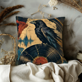 Raven Vinyl Record Pillow Cover | Dark Music Art | Mystical Decor