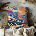 Psychedelic Piano Pillow Cover | Retro Music Art | Groovy Decor