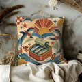 Sardine Roller Skate Pillow Cover | Whimsical Retro Art | Fun Decor