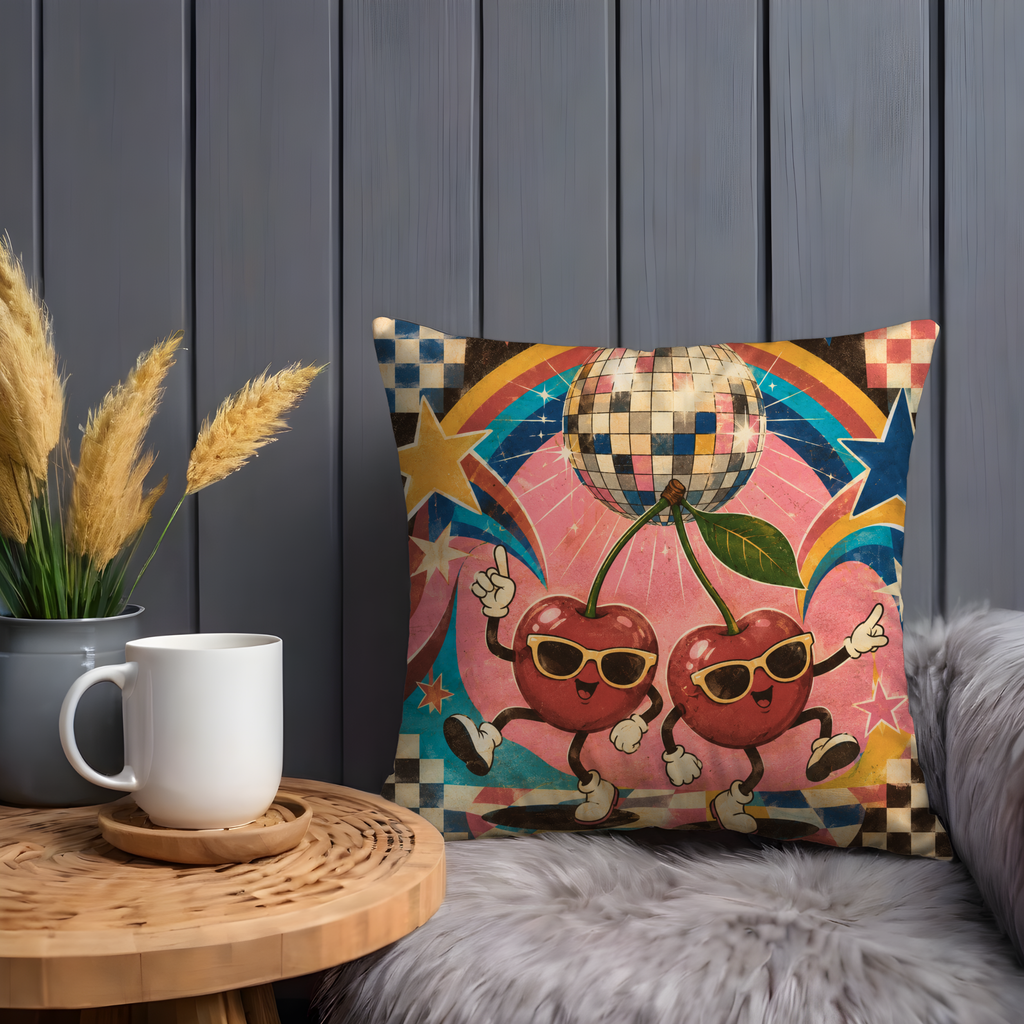 Disco Cherries Pillow Cover | Retro Funky Art | Playful Decor