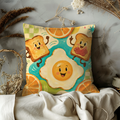 Breakfast Friends Pillow Cover | Cute Cartoon Art | Fun Kitchen Decor