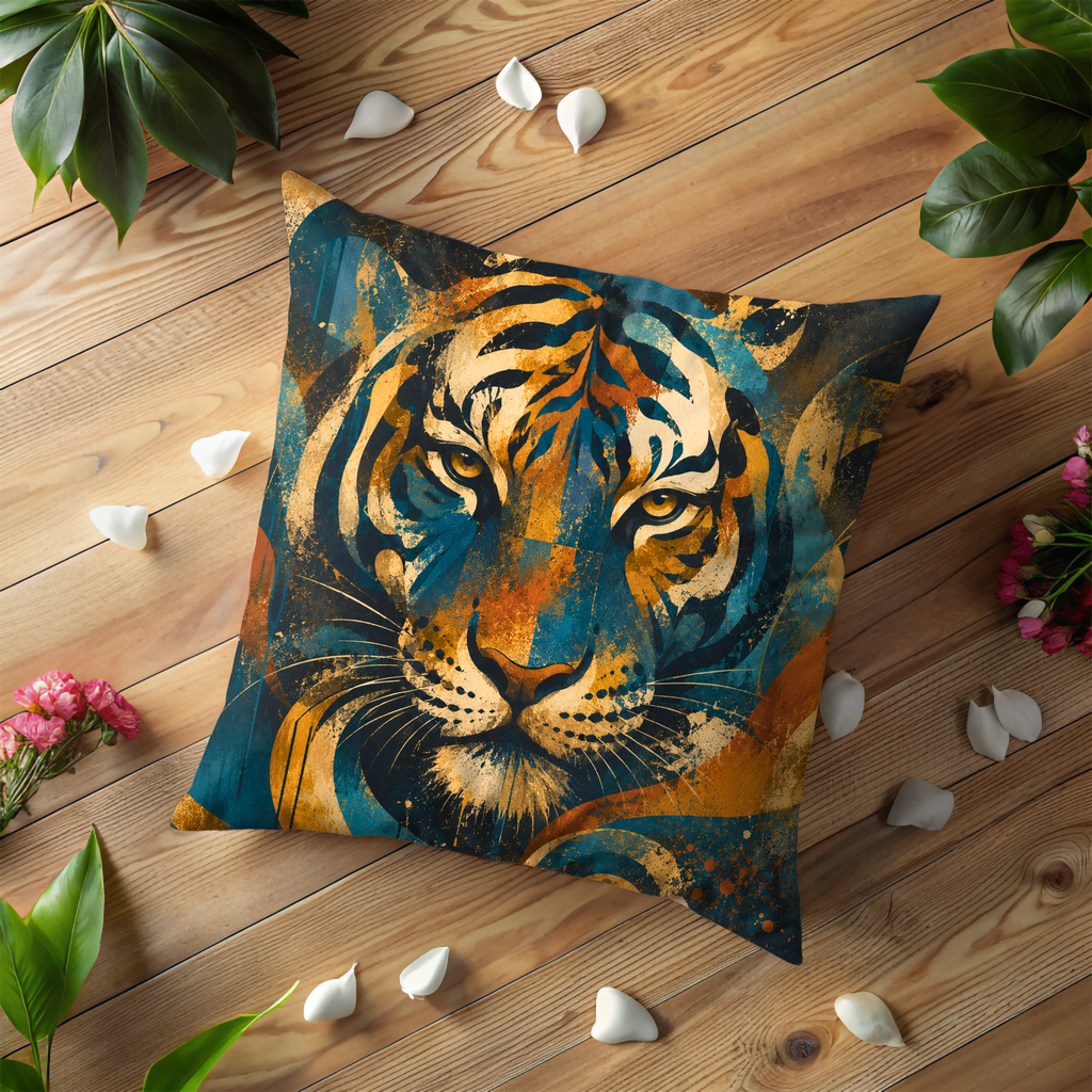 Tiger Portrait Pillow Cover | Majestic Wildlife Art | Bold Nature Decor