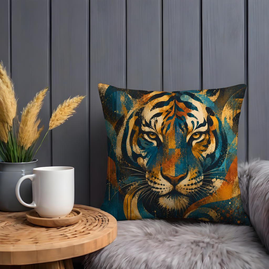 Tiger Portrait Pillow Cover | Majestic Wildlife Art | Bold Nature Decor