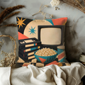 Retro Movie Night Pillow Cover | 80s Nostalgia Art