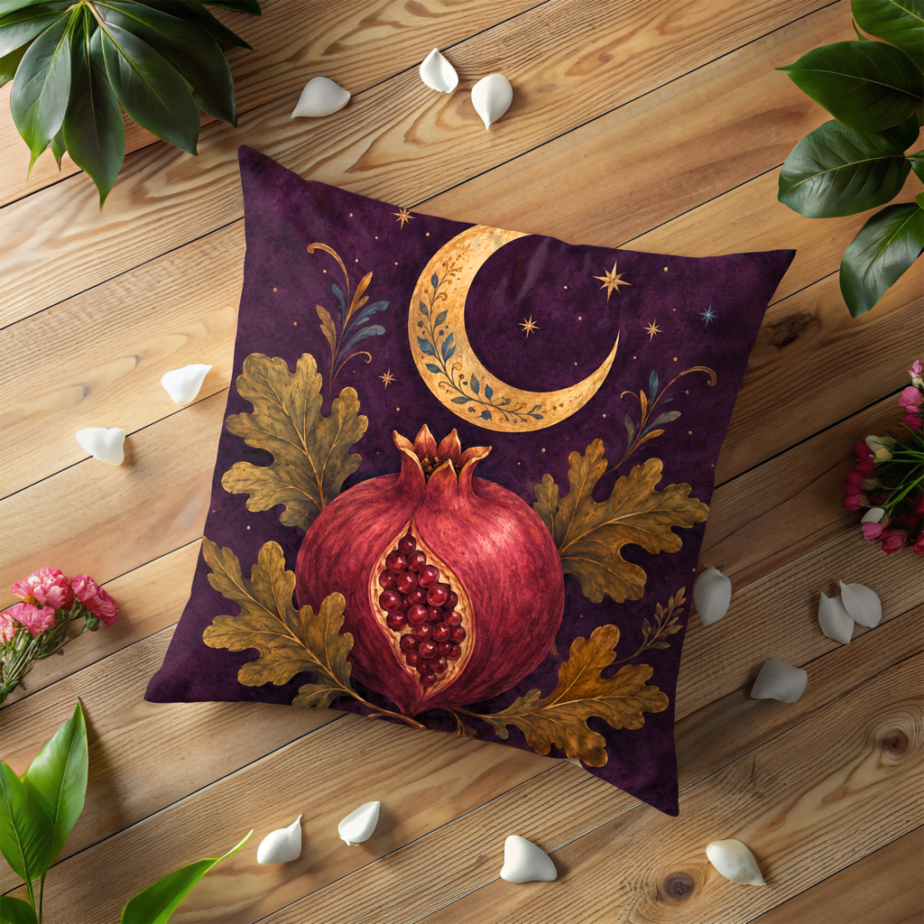 Pomegranate Moon Pillow Cover | Mystic Autumn Art