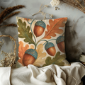 Acorn Oak Leaves Pillow Cover | Classic Autumn Art