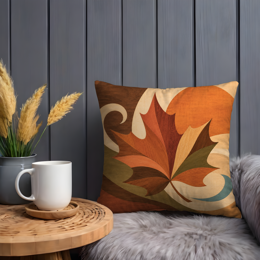 Stylized Maple Leaf Pillow Cover | Bold Autumn Art | Earthy Boho Decor