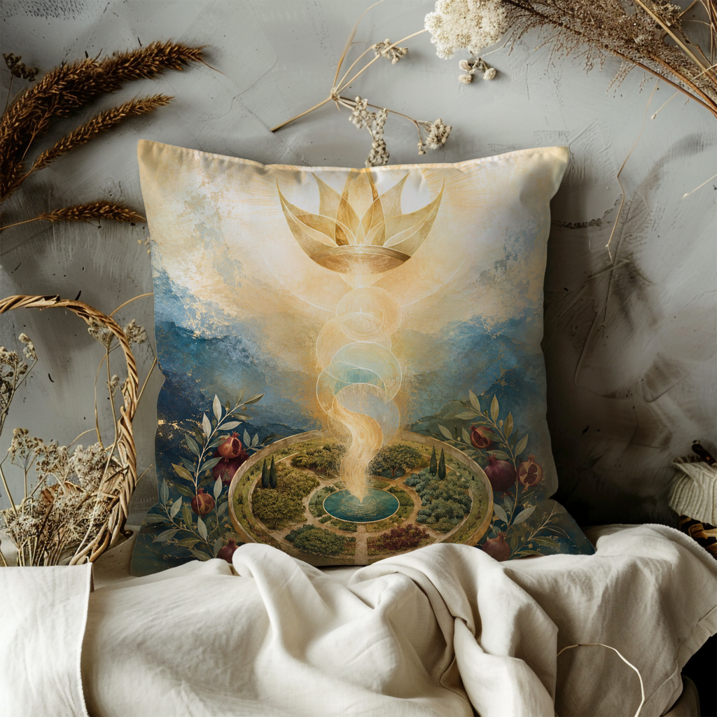 Golden Lotus Chakra Pillow Cover | Mystic Spiritual Art