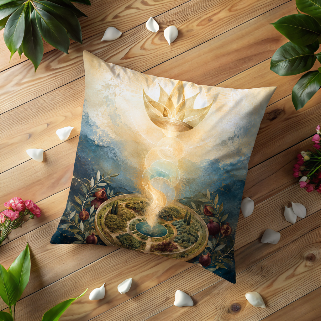 Golden Lotus Chakra Pillow Cover | Mystic Spiritual Art