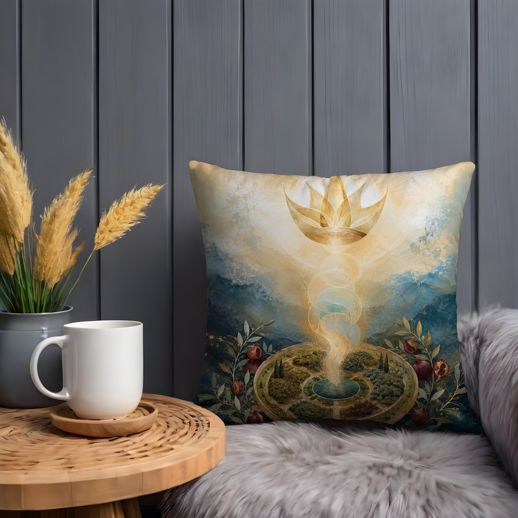 Golden Lotus Chakra Pillow Cover | Mystic Spiritual Art